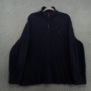 Polo Ralph Lauren Sweater XL Quarter‎ Zip Cotton Ribbed Red Pony Classicore